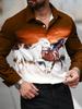 Tribal Geometric Print Long Sleeve Button-Up Shirt, Stylish Casual Wear