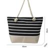 Striped Beach Tote Bag Canvas Foldable Travel Handbag Large Capacity Zipper Gym Grocery Vacation Bags