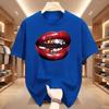 American Personalized Lip Pattern Pure Cotton Printed Unisexs And Unisexs Clothing Summer New Casual Loose Fashion Tshirt