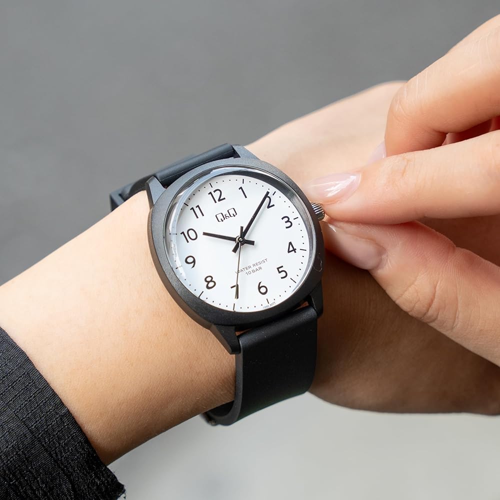 Citizen Q&Q Lightweight 10 ATM Water Resistant Simple Black Watch with Easy-to-Read Dial V52A-501VK