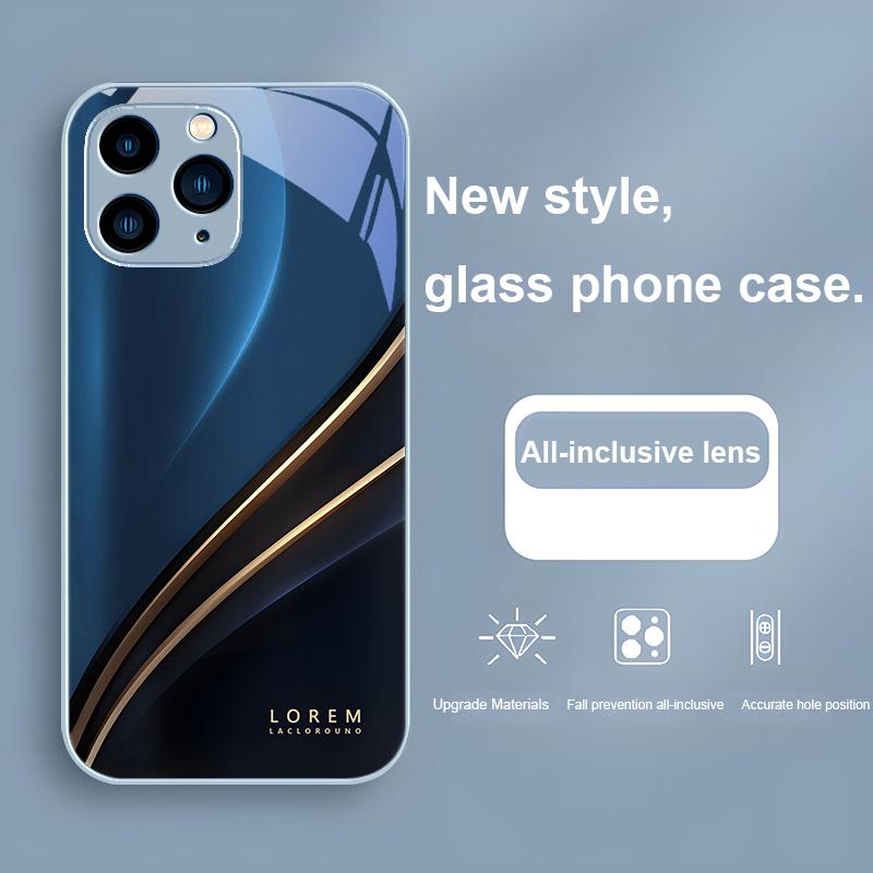 Gradient Lorem Black for Iphone 15 14 13 12 11 Pro Max X XS XR 7 8 Plus 2020 22 SE Black tempered glass phone case