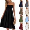 Abito Midi da Donna Senza Spalline Corpetto Arricciato Senza Maniche Casual Estivo Svasato a Linea A Costumi da Bagno Estivi per Donna