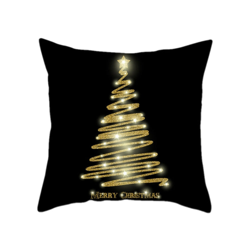 Santa Claus Christmas Ornament Print Pattern Cushion Cover Home Living Room Sofa Decoration Square Polyester Pillow Pillow Cover