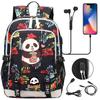 Kawaii Panda Print Tiener USB Laptop Rugzak Kinderen Jongens Meisjes Terug Naar School Boekentassen Vrouwen Mannen Reizen Rugzak
