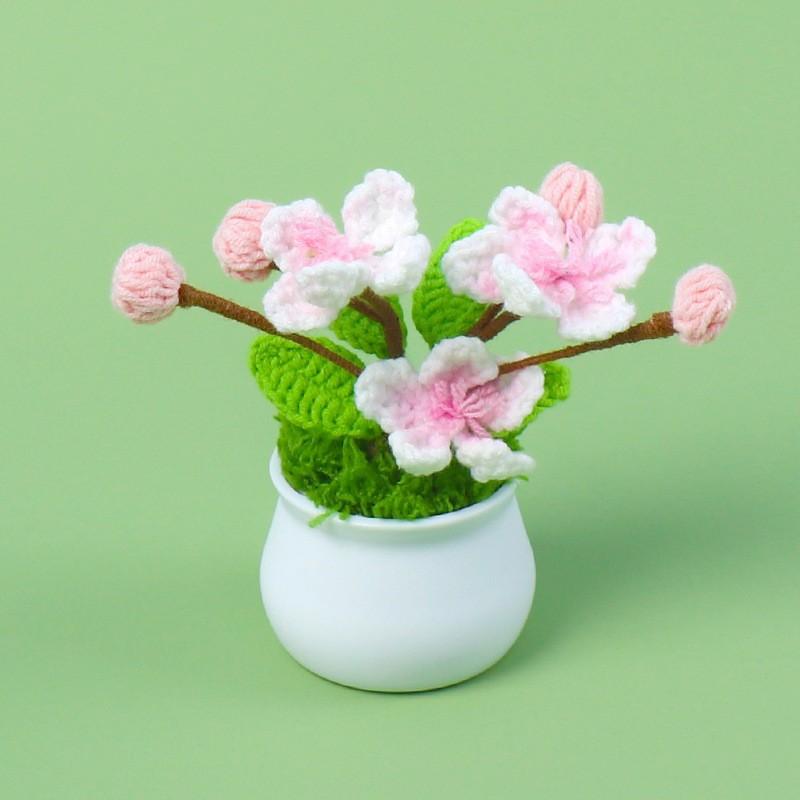 Hand-Knitted Wool Fake Flowers Set: Sunflower, Carnation, Tulip - Desktop Decor, Teacher/Student Gift, Everlasting Bouquet