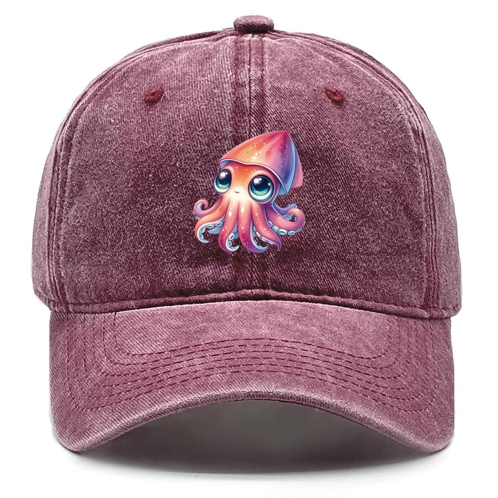 Octopus Print Snapback Sun Hat, Animal Flat Cap Summer Adjustable Strap Headwear Unisex Adjustable Baseball Cap