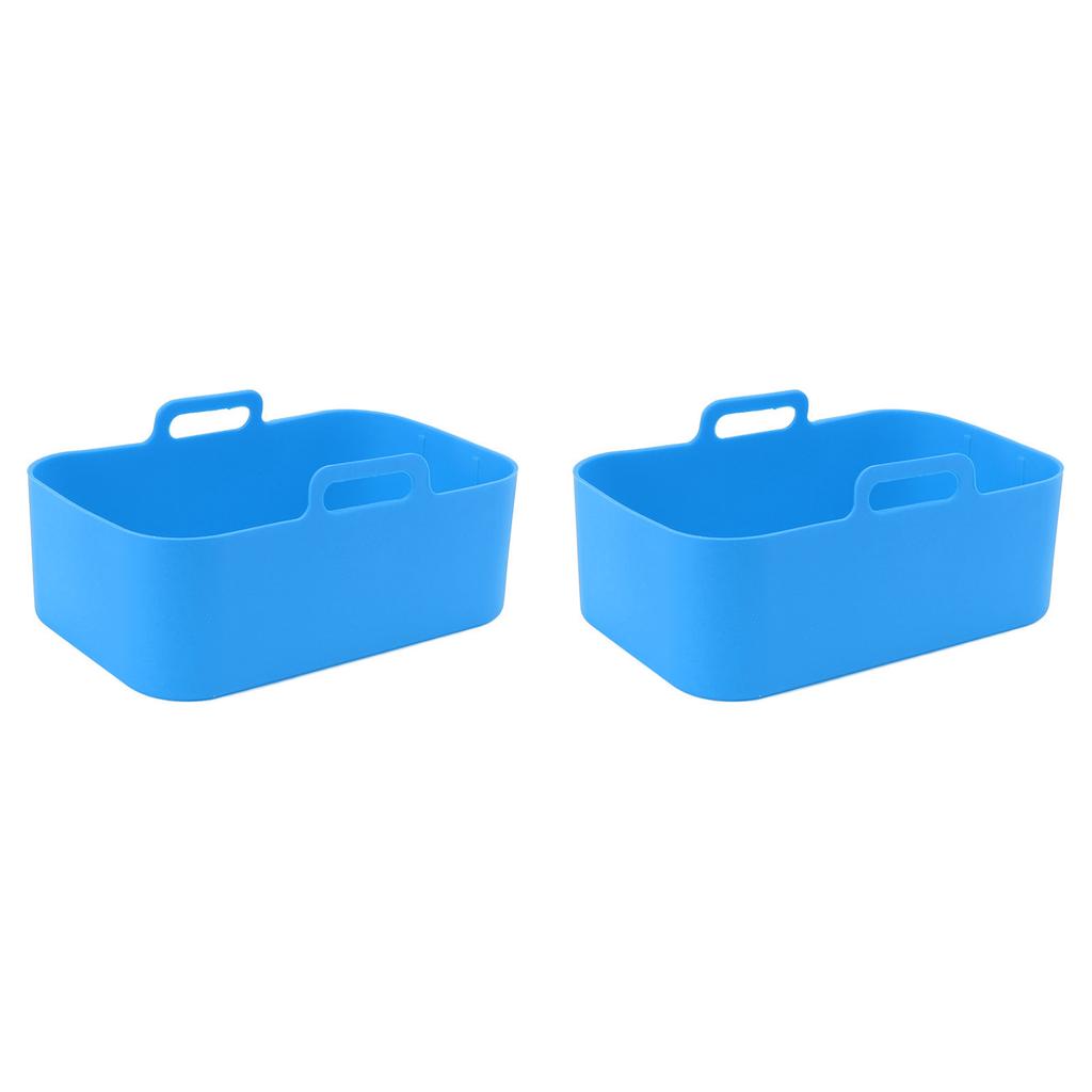 2 Sets Kitchen Fryer Silicone Basket and Mat Reusable Non Stick Rectangular Air Oven Accessories for Ninja DZ201 Foodi