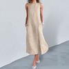 Women Summer Dress Striped Patchwork Sleeveless O-neck Loose Dress-up Pockets A-line Women Midi Dress Women Clothes