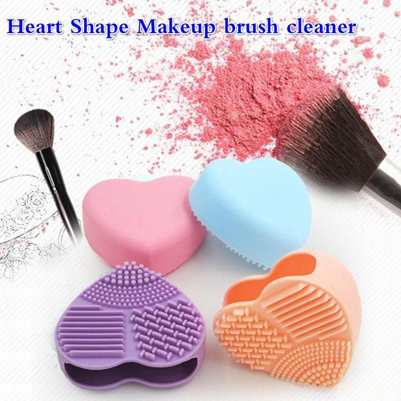 1 pièce Forme de Cœur Silicone Nettoyeur de Pinceaux de Maquillage Gant de Lavage Scrubber en Silicone