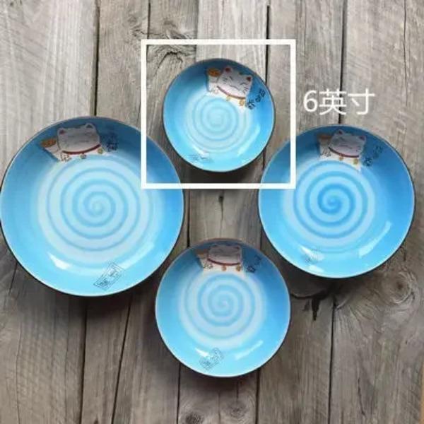 

Мультяшная тарелка из керамики Счастливый кот круглая, разных размеров, японская, креативная, разноцветная, кухонная, для дома, ручной работы, мультяшная обеденная тарелка 9inch