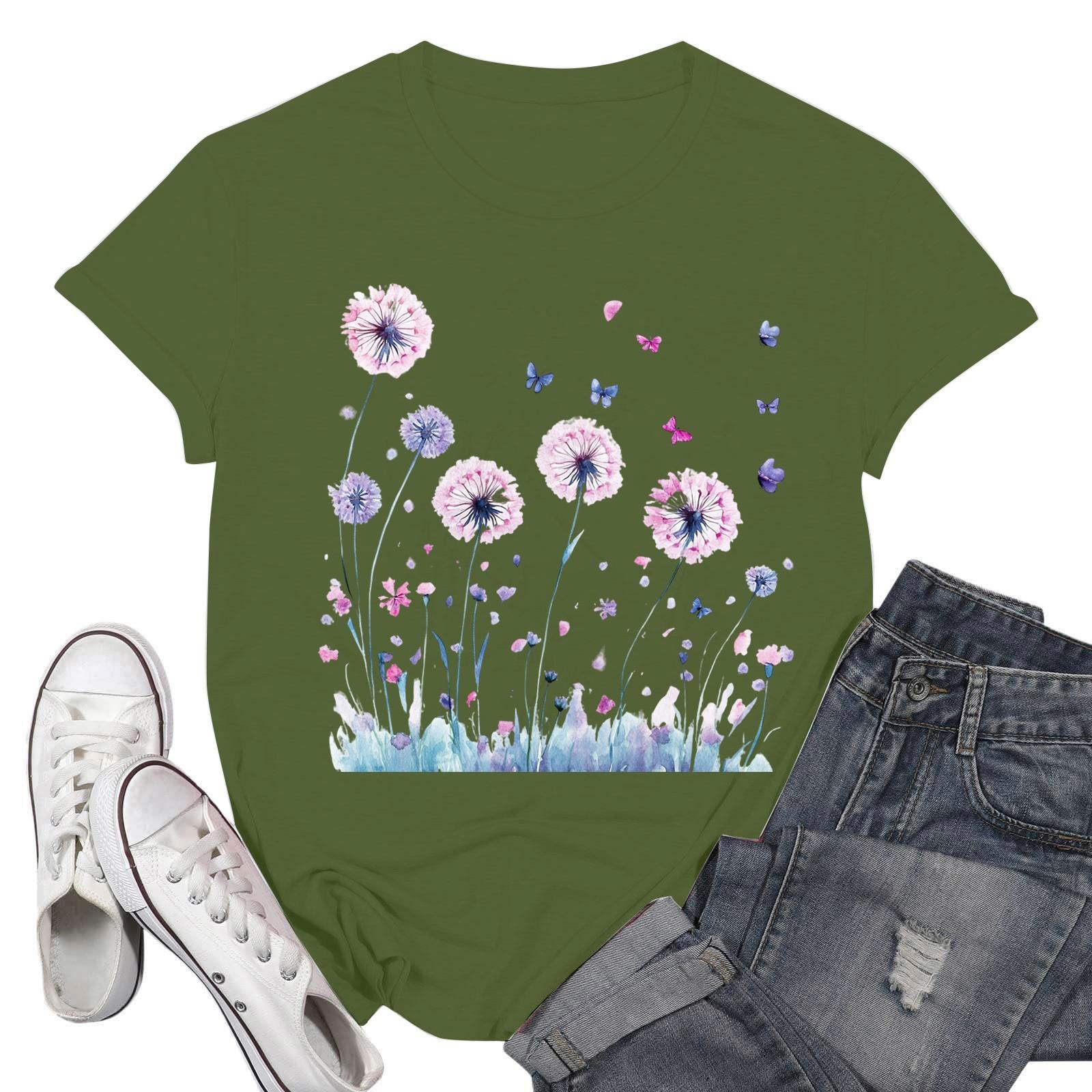 

Женские модные повседневные пуловеры с короткими рукавами и круглым вырезом с принтом L армия зеленый