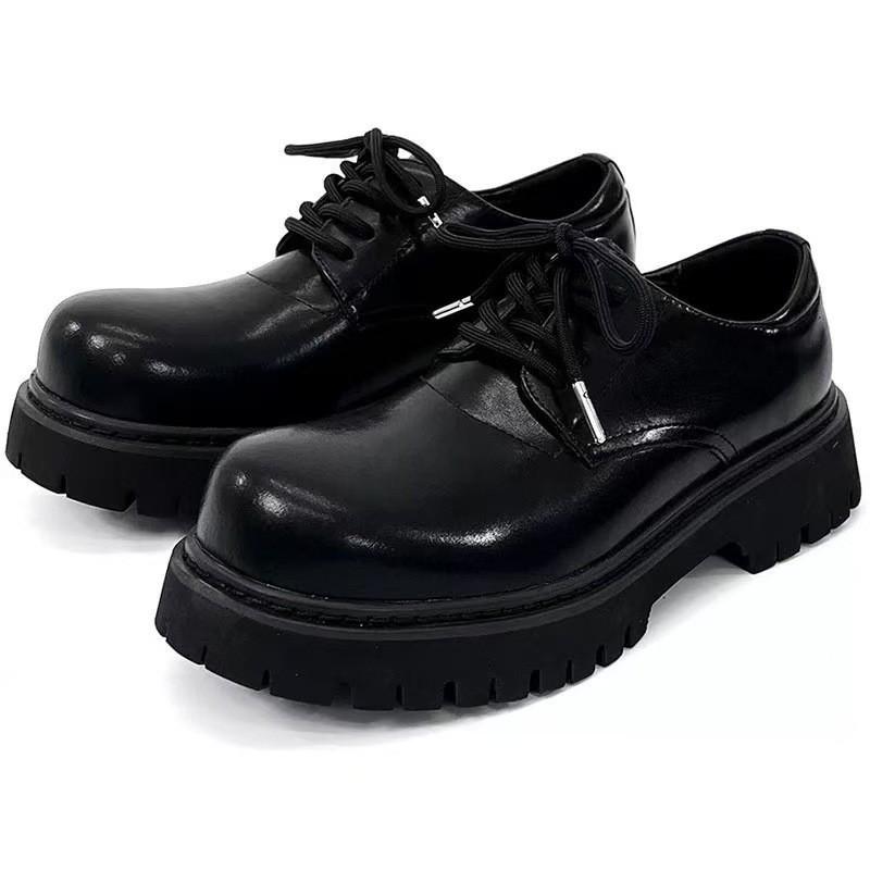 

Туфли Дерби из углеродно-черной кожи - Модная унисекс повседневная обувь на толстой подошве Men 43