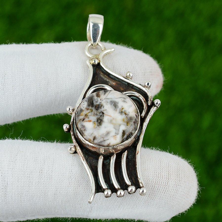 Gift For Her 925 Sterling Silver Natural Dendrite Opal Gemstone Jewelry Pendant