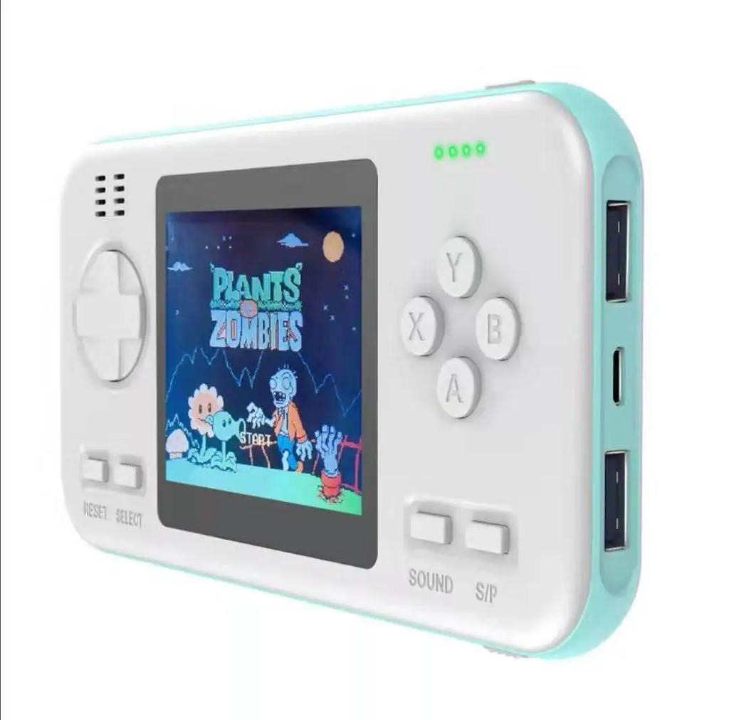 D12 2 in 1 2.8inch Retro Nostalgic Handheld Game Console & 8000mAh 5V 2.1A Mobile Power Bank Built-In 416 Game Boy Gift