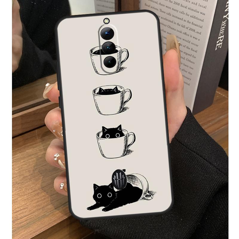 Cute Animal Cat Coffee Case For Nubia Red Magic 6S 7S Pro 6 7 8 9 10 Pro 5G 6R RedMagic 8S 9S 8 9 10 Pro Plus Coque