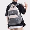 Men Contrast Backpack Large Capacity Student Schoolbag Women Travel Backpack