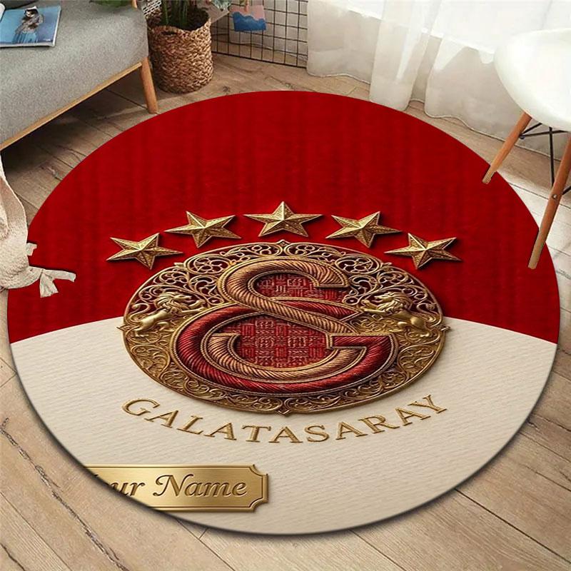 Galatasaray S Custom Name Round Area Rug,Carpet Rug for Living Room Bedroom Sofa Playroom Decor,Non-slip Floor Mat