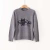 Heavyweight Embroidery Thickened Crew Neck Wool Inner Knitted Sweater Women's Autumn and Winter Lazy Loose Casual Sweater