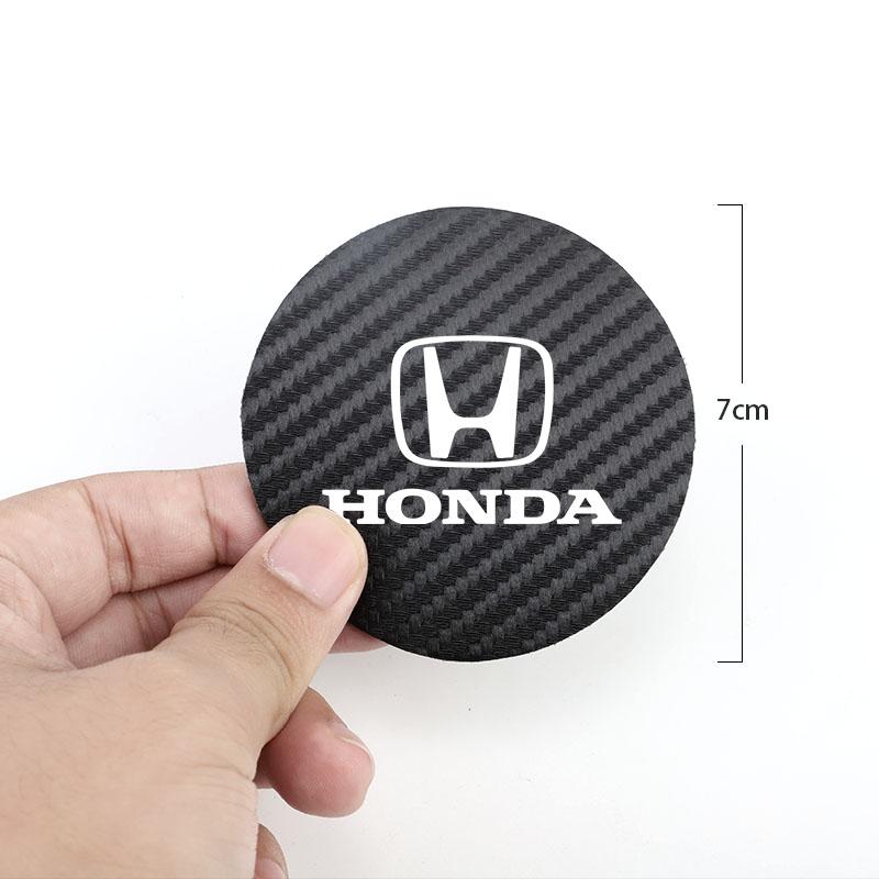 2Pcs Car Carbon Leather Water Cup Pad Anti-noise Coaster Mat For Honda Civic Fit Jazz Accord Pilot CRV Odyssey Passport City HRV aiz256