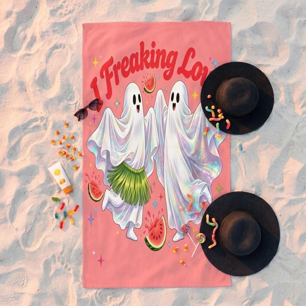Sommer Halloween-Thema Bedrucktes Strandtuch für Poolparty und Außenbereich