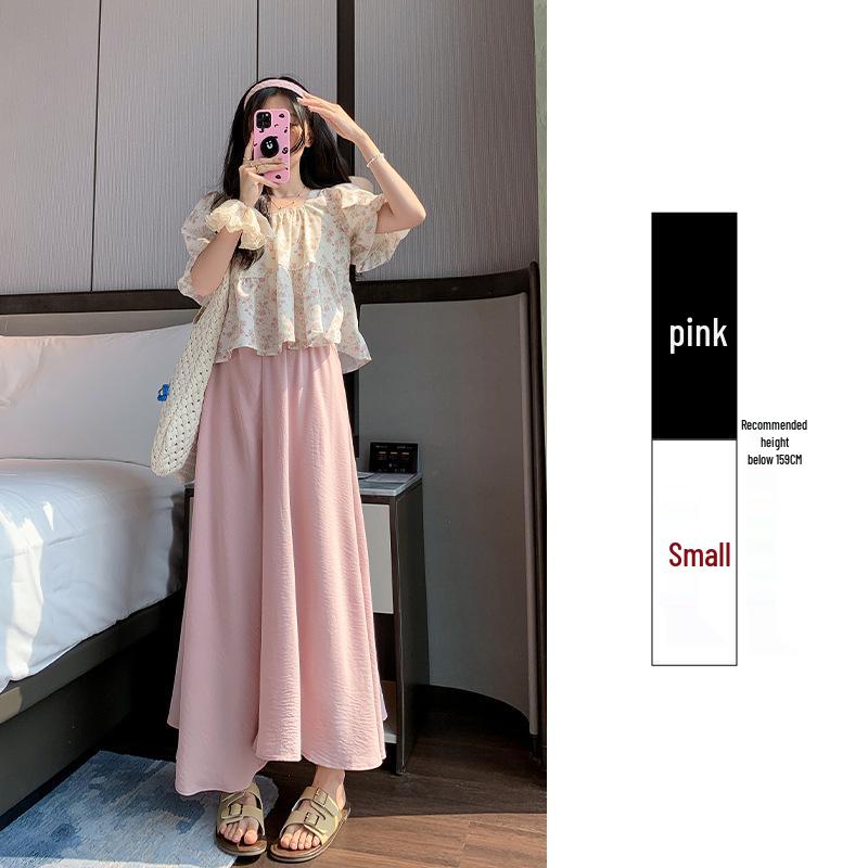 Pleated A-Line Cotton Linen High Waist Wide Leg Culottes Skirt Pants