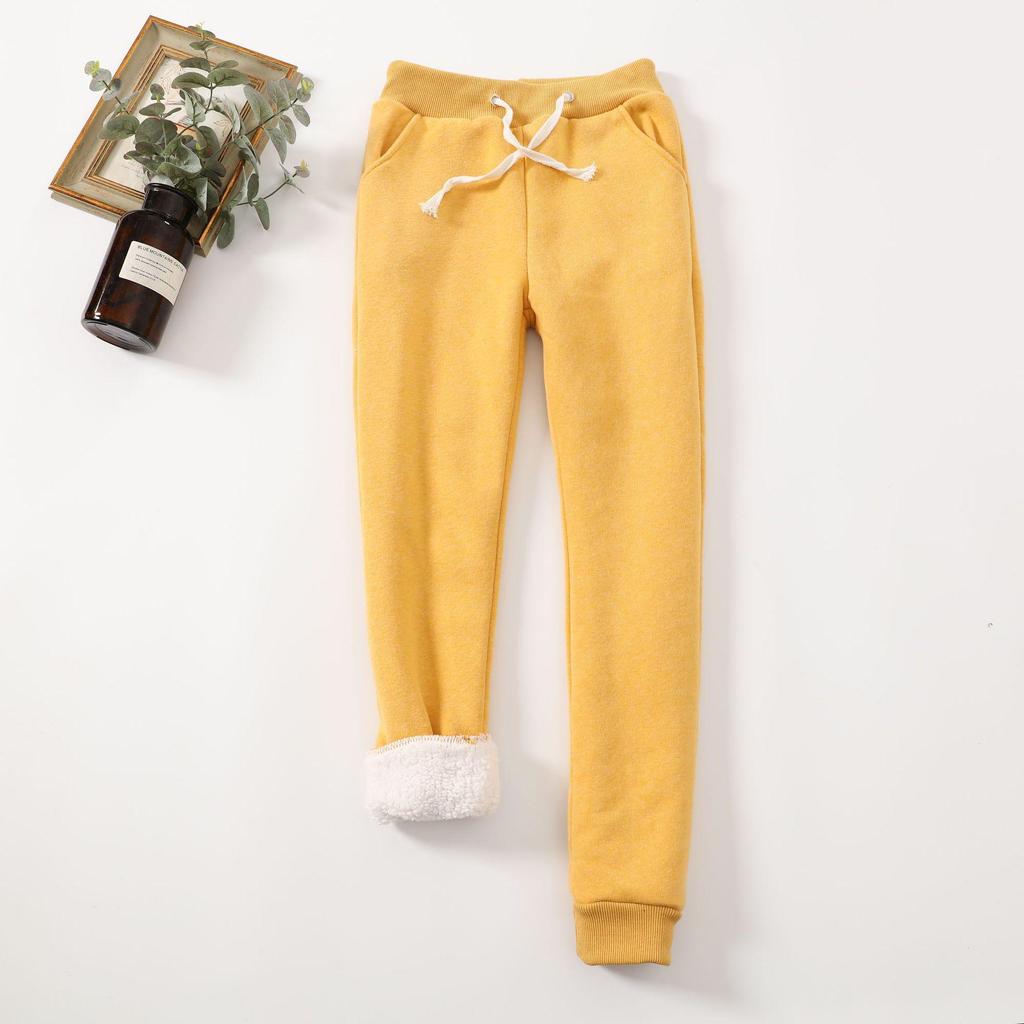 Women's Fleece-Lined Jogger Sweatpants - Warm Winter Lounge Pants with Pockets, High-Waist Cozy Drawstring Pants for Cold Weather