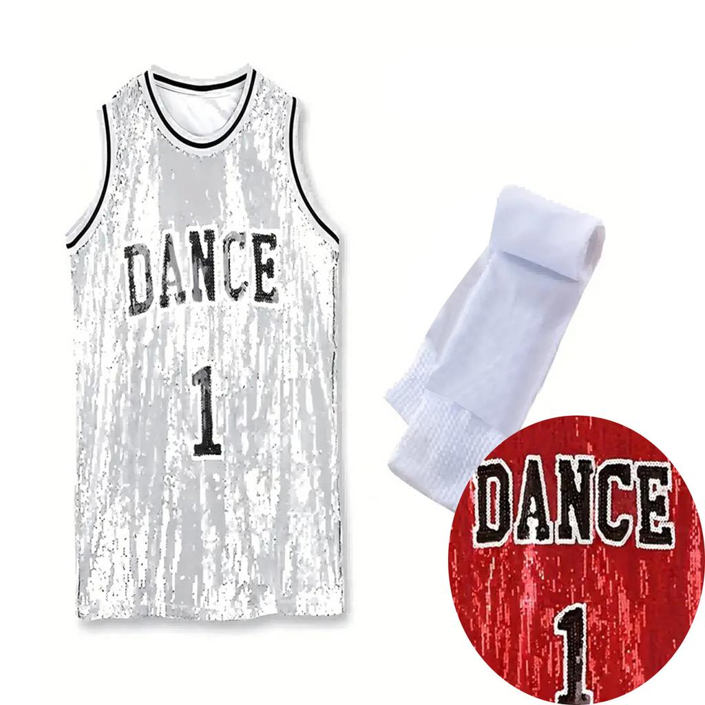Girls' Sequin Jacket Sports Suit Hip Hop Dance Street Dance Performance Outfit