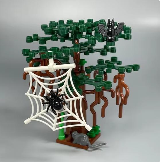 Halloween Scene Building Blocks MOC Cemetery Tombstone Mouse Pumpkin Car Vampire Throne Fireplace Bat Light Candle Toy Gift A040