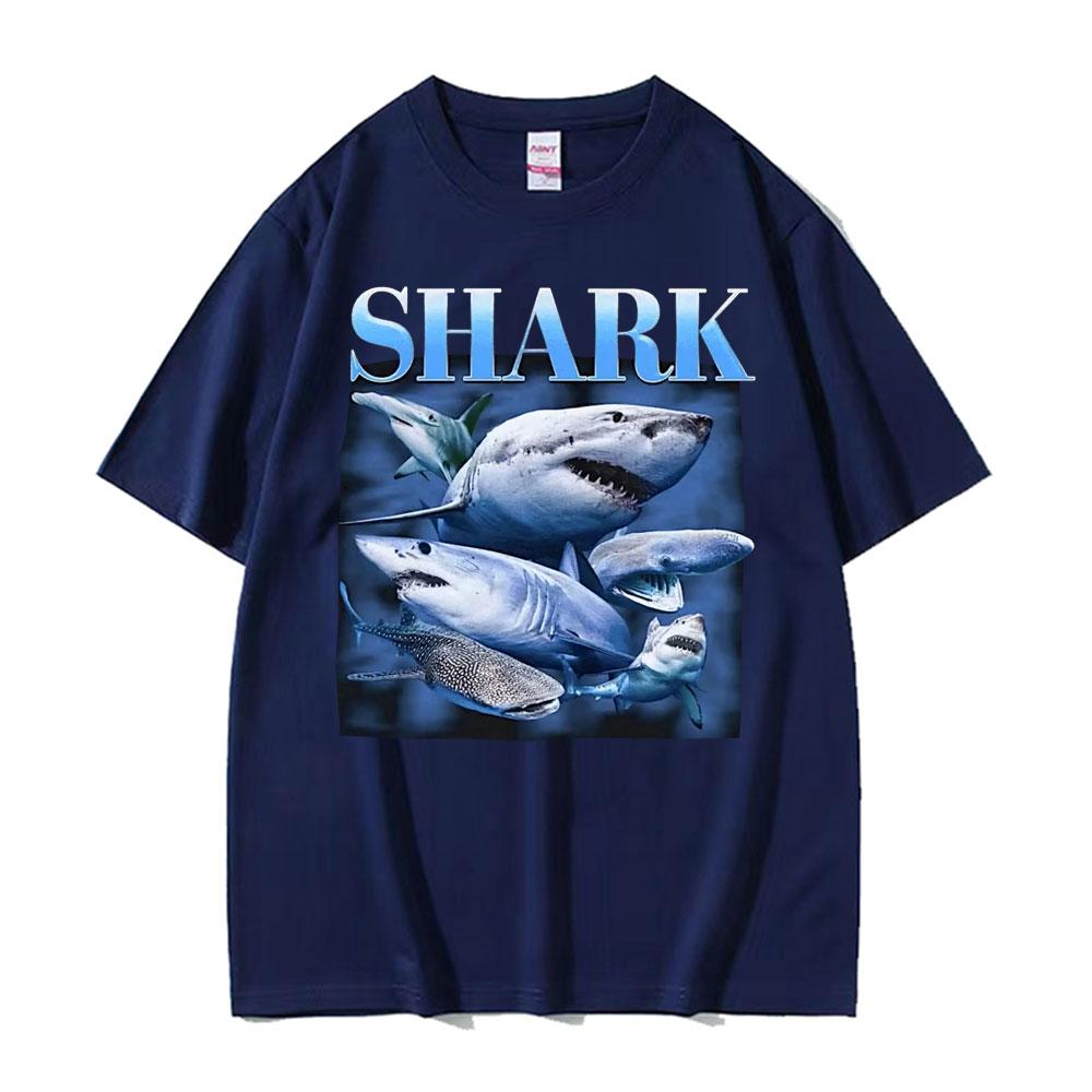 Funny Shark Vintage T-shirts Hammerhead Whale Great White Shark Animal Meme T Shirt Unisex Women Oversized 100% Cotton T-shirt Tops