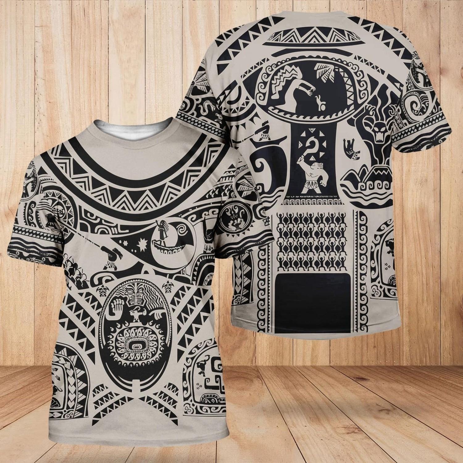 Maui Men Costume 3D Tshirt Tattoo Cosplay Costume Shirt M