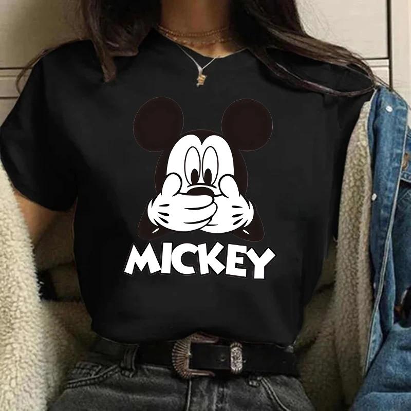 Disney T-shirt Gothic Fashion Mickey T-shirt Minnie Mouse Print Casual T-shirt Women's Kawaii T-shirt Kawaii Loose Clothing