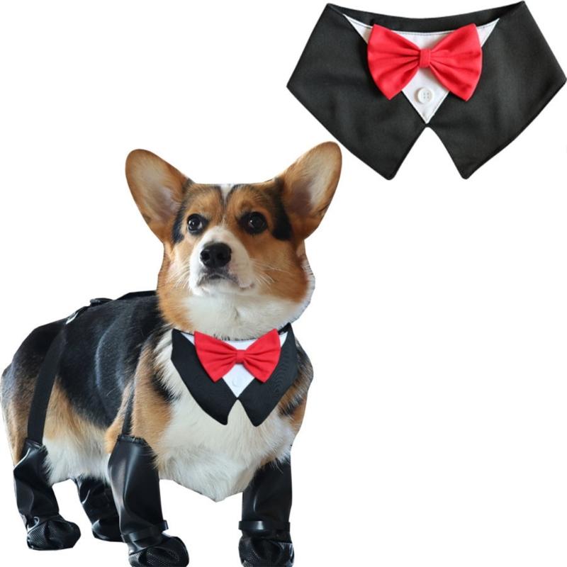 Classical BowTie Dog Necktie Soft Canvas Collar Decoration Gentlemen Pet Fashion Necktie Easy To Wear Pet Accessories