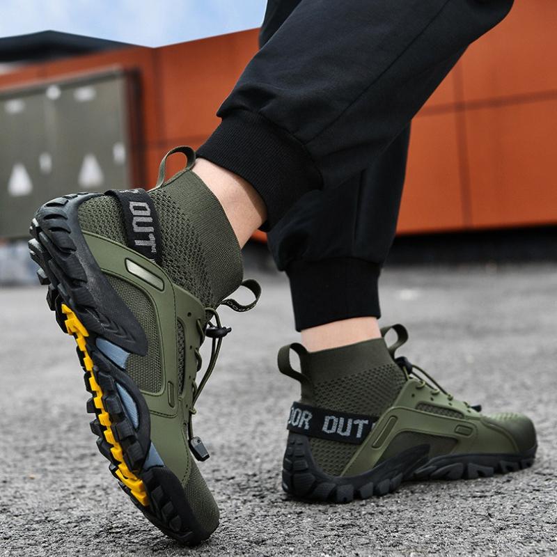 Outdoor Men's Hiking Wading Shoes Mesh Breathable Non-slip High-top Hiking Shoes High-quality Casual Sneakers Tenis De Hombre