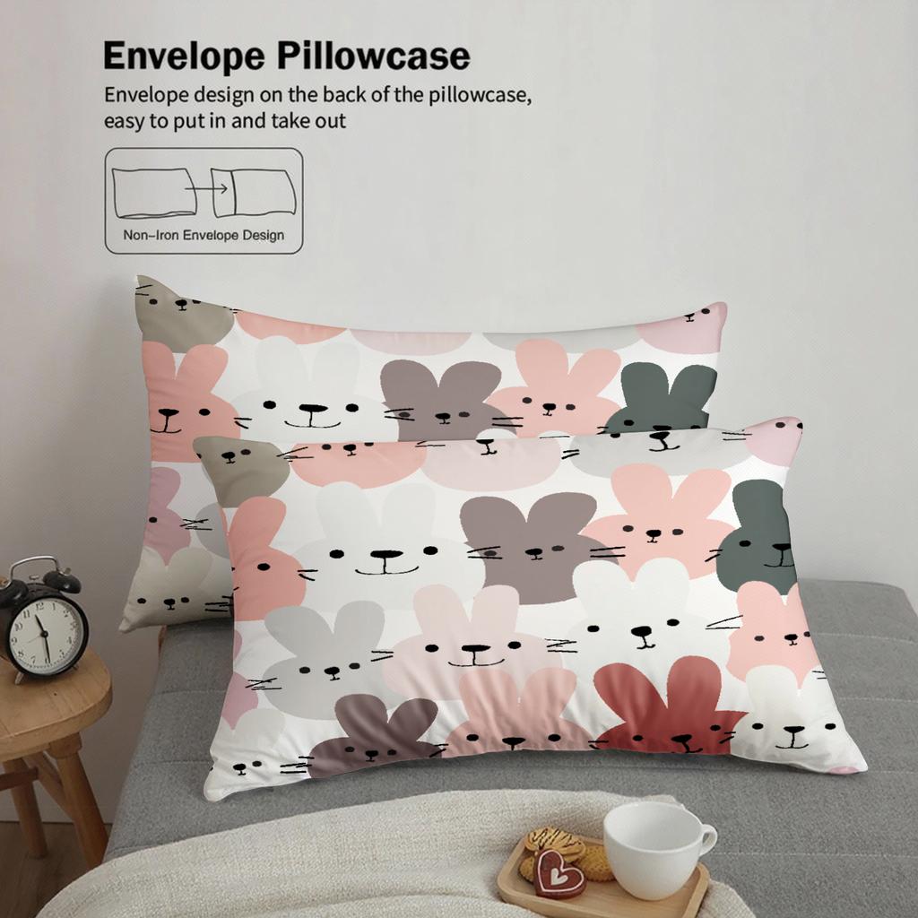 3pcs Bunny Rabbit Pattern Bedding Sets Gifts For Girls 3D Printed Queen King Size Duvet Cover Sets With Pillowcases No Filling