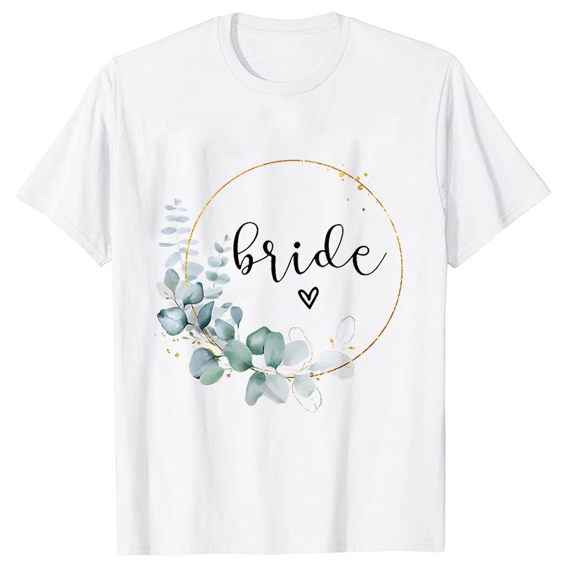 Team Bride Bridesmaid Bridal Flower Wreath Tees Unisex’s Bachelorette Party Tops Friends Wedding Single Farewell Shirt Clothing