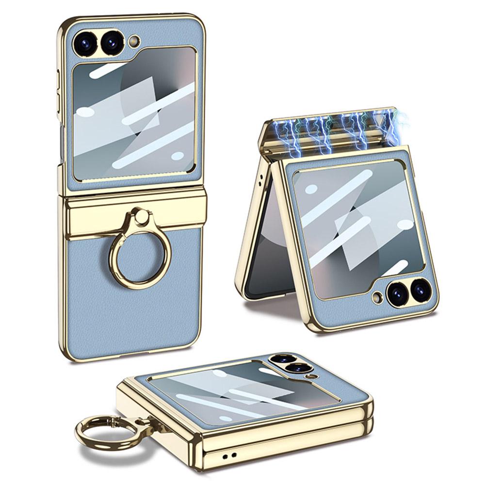 GKK For Samsung Galaxy Z Flip7 FE 5G/Z Flip6 5G Case PC+PU Kickstand Phone Cover