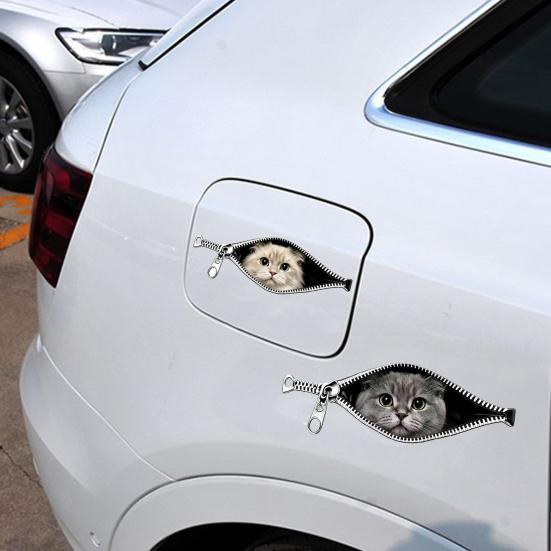 Car Stickers Zipper Cat Shape Adhesive Waterproof Scratch Cover Stickers Durable Car Decals for Cars Electric Vehicles Windows