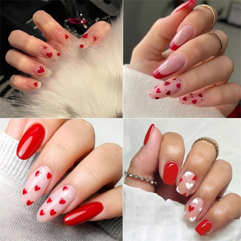 Valentinstag Nagelkunst Aufkleber 3D Klebe Rot Herz Nagel Abziehbilder Nagel Zubehör Nagelkunst Design Dekoration Zubehör