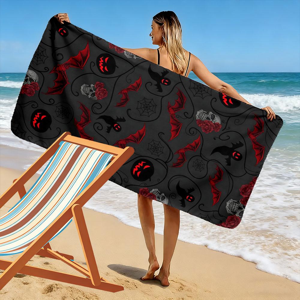 Hauntingly Gothic Crimson Whispers Print Beach Towel, Quick Drying, Suitable for Travel, Outdoor Sports, Jogging, the Beach and Swimming, Gift