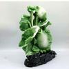 Antique-Style Shoushan Stone and Hetian Jade Lotus Leaf Carp Feng Shui Ornament, 32CM