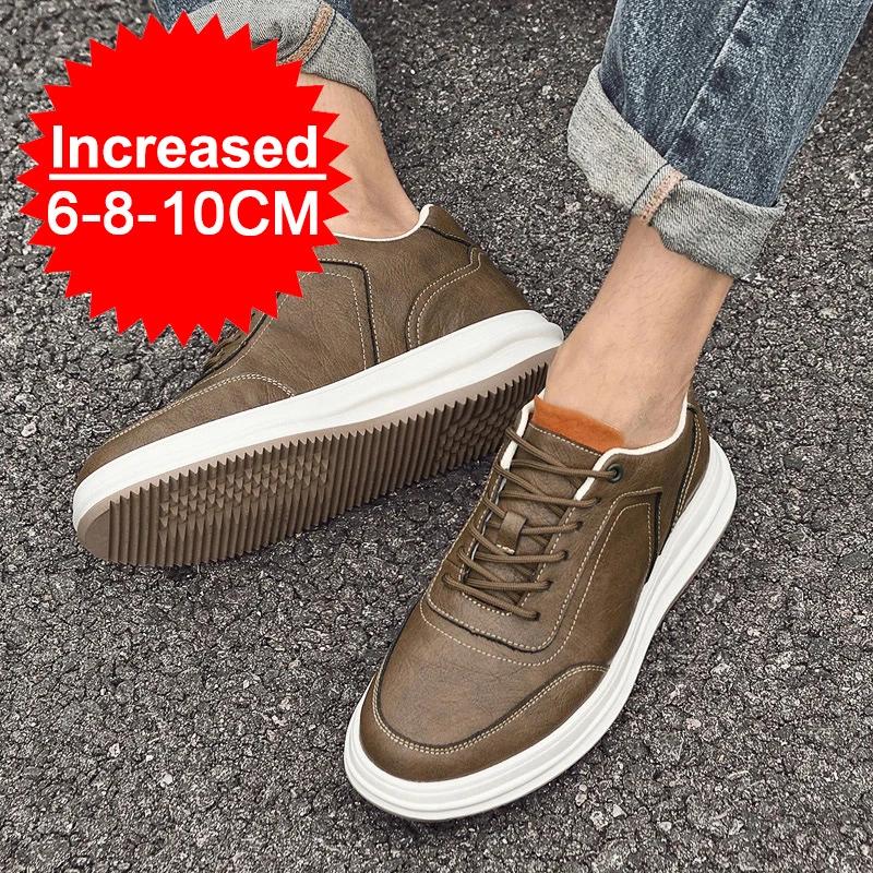 Man Sneakers Height Increase Shoes For Men Insoles 8cm Elevator Shoes Casual Genuine Leather Sports Heightening Shoes Tall Shoes