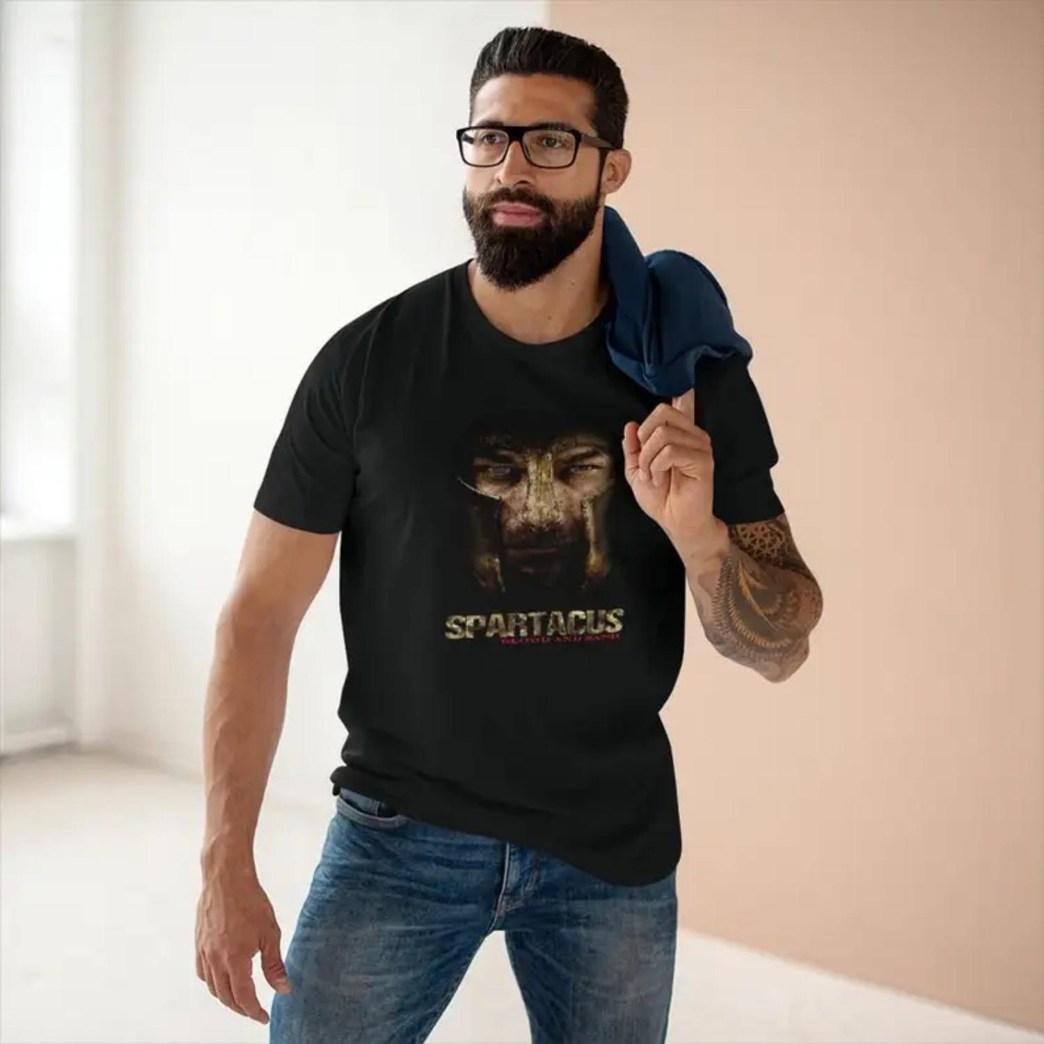 

Spartacus Blood and Sand Movie Men s T-shirt Unisex Cotton Vintage Round Neck Men Women Streetwear Tees Short Sleeve S чёрный