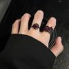 Dark Style Deep Red Net Ring Halloween Gift Geometry Black Finger Jewelry Bagues