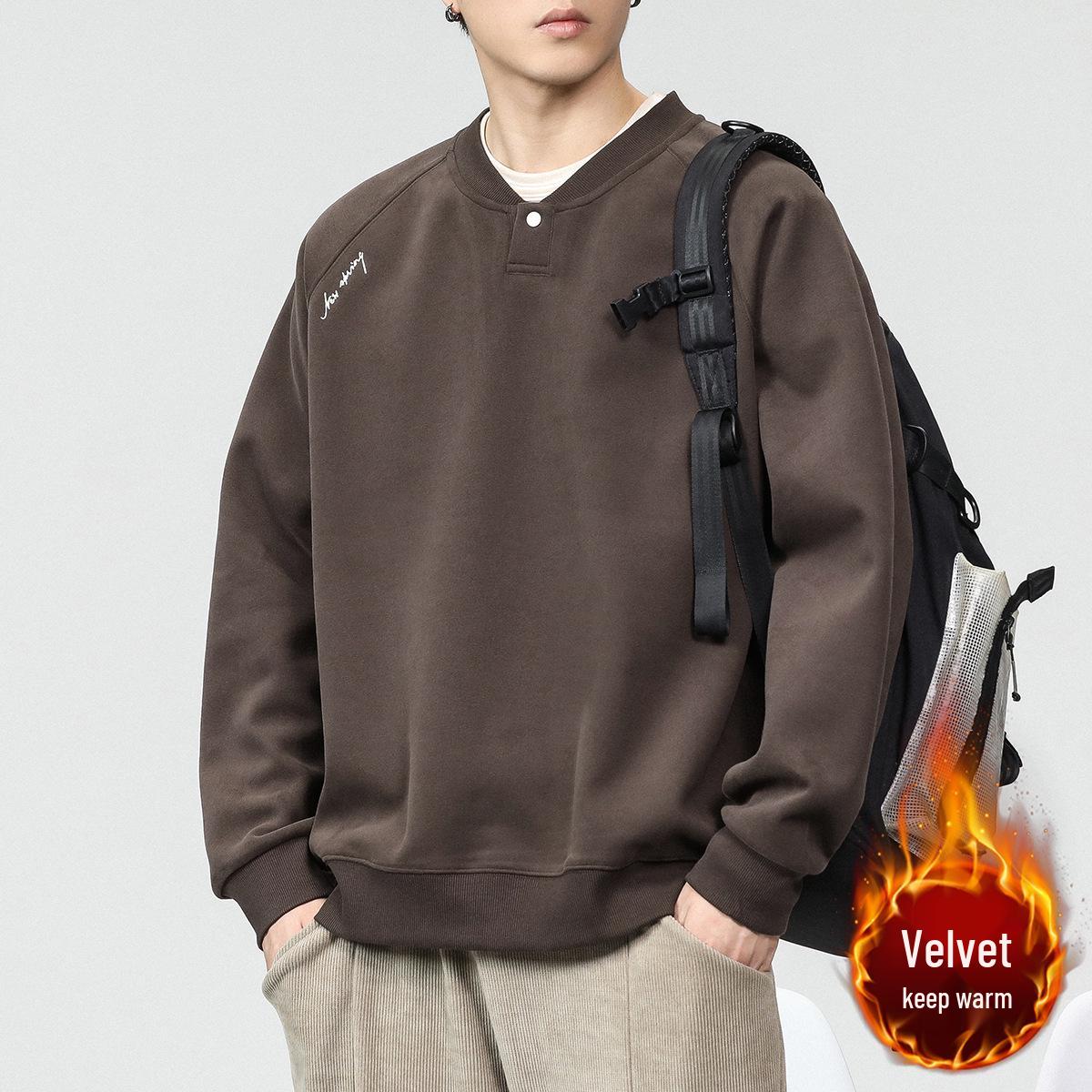 Men s Autumn 2024 American Style Heavyweight Embroidered Hoodie with Stand-Up Collar 3XL