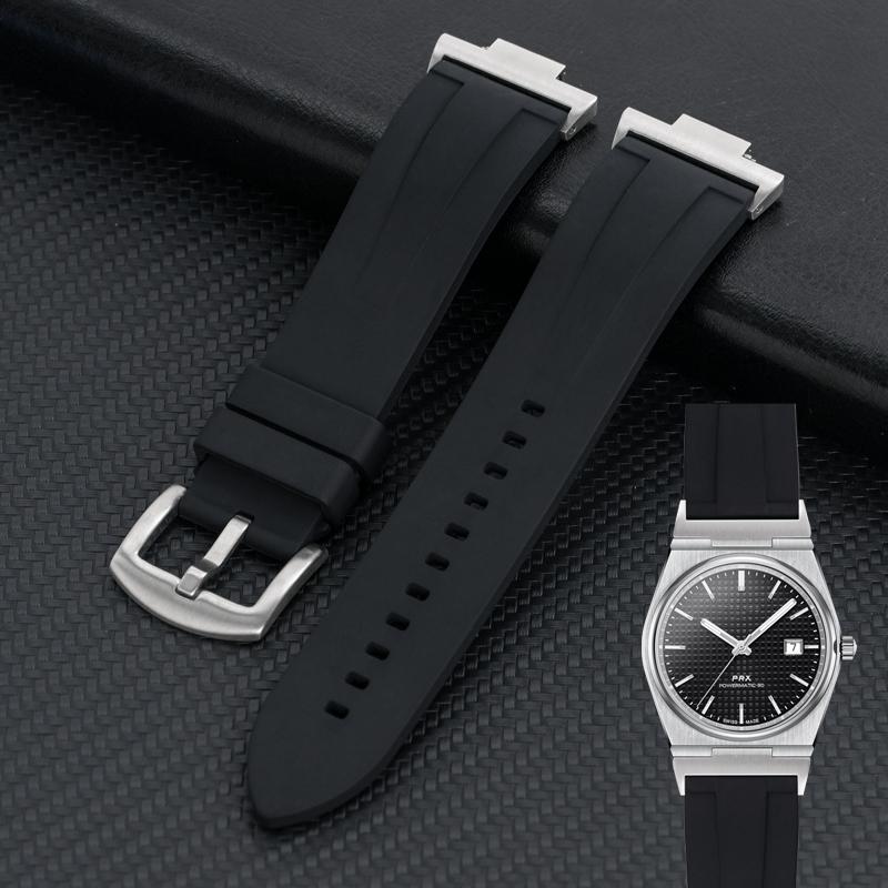 Rubber Strap with Adapter for Tissot PRX Series T137.407/T137.410 Super Player 40mm New FKM Quick Release Watch Band 12mm