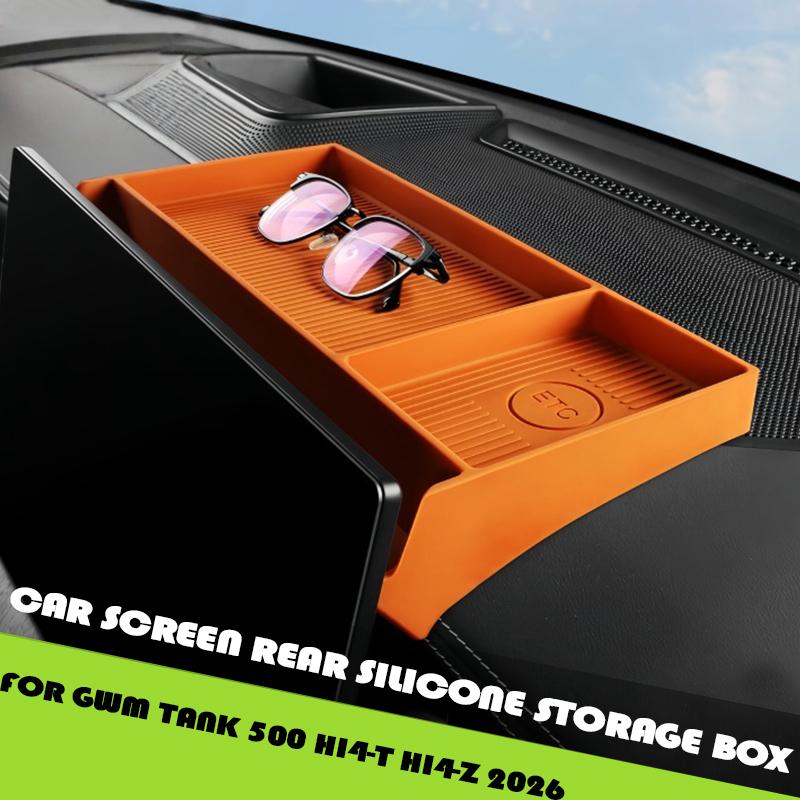 Fit for GWM Tank 500 Hi4-T Hi4-Z 2026 Car Central Control Screen Rear Silicone Storage Box Modified Car Interior Upgrade Parts