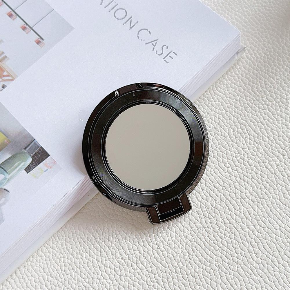 

Магнитный держатель для мобильного телефона с гальваническим покрытием цвета конфет, складной, с защитой от падения, с металлическим кольцом, пряжкой, липкой наклейкой на заднюю панель, зеркальцем для макияжа 6# чёрный