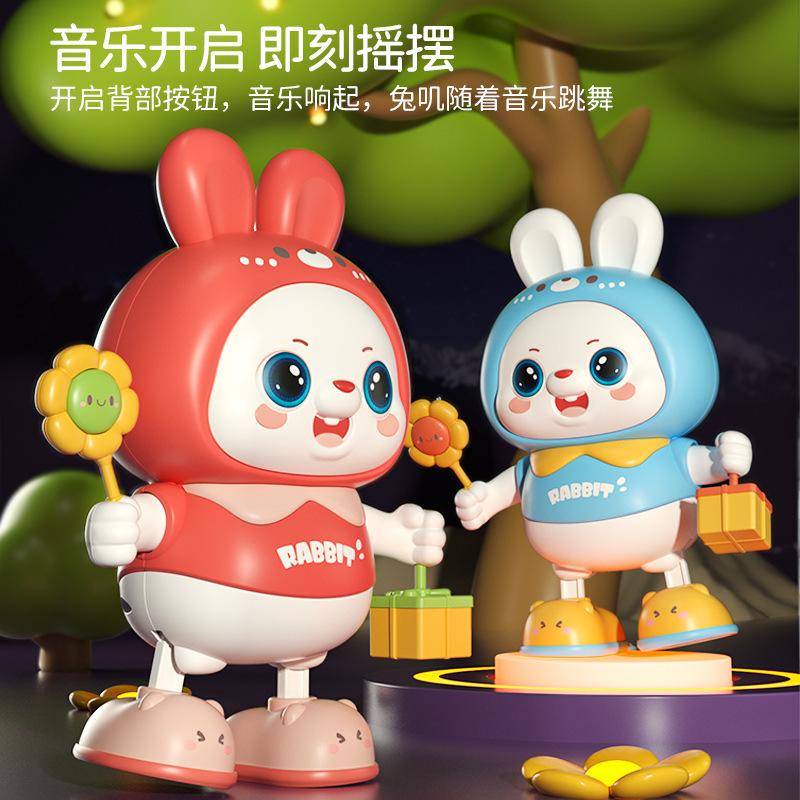 Xiaofu Rabbit Rabbit Baby Head Up Training Artifact Baby Electric Early Education Toy That Can Sing and Dance 3-6 months