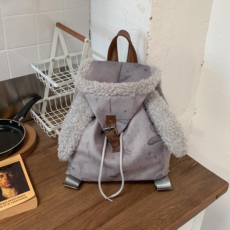 Schoolbag rabbit ear hat new backpack 1011 winter class commuter backpack fashion foreign pocket schoolbag women's bag
