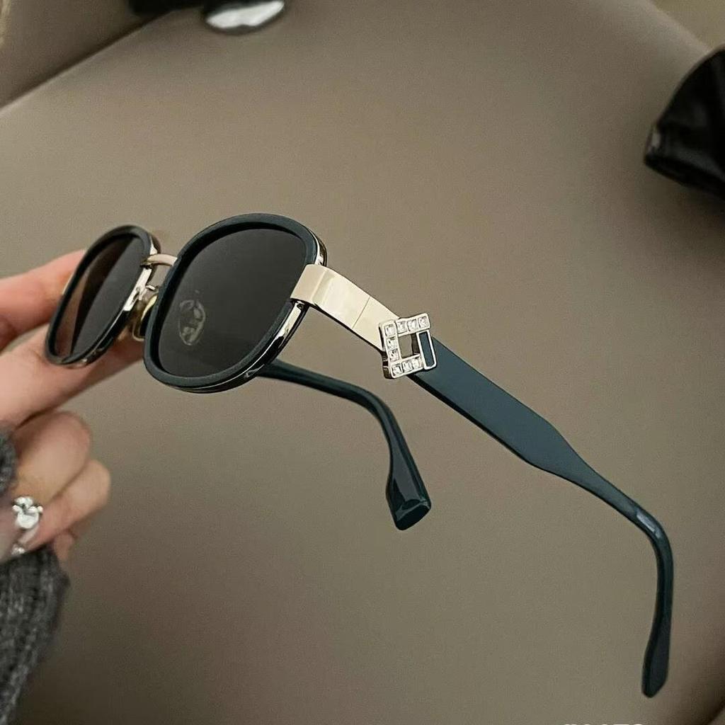 Lunettes de soleil Rétro Européennes Cadre Métallique Ovale Protection UV Strass - 2026 Style Tendance Haut de Gamme